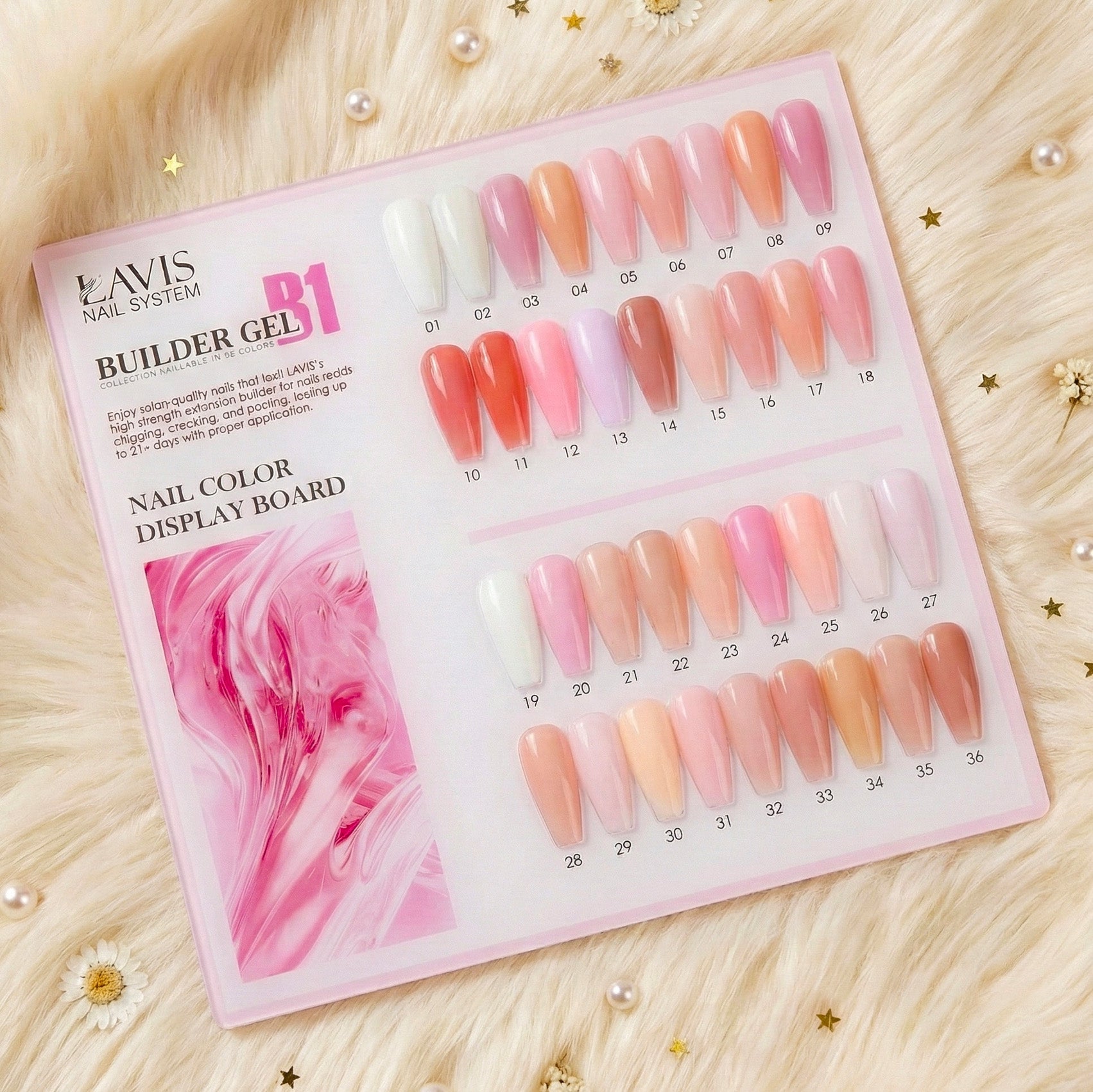 LAVIS Builder Gel In The Bottle - B1 - Set 36 Colors - Gel Polish 0.5oz