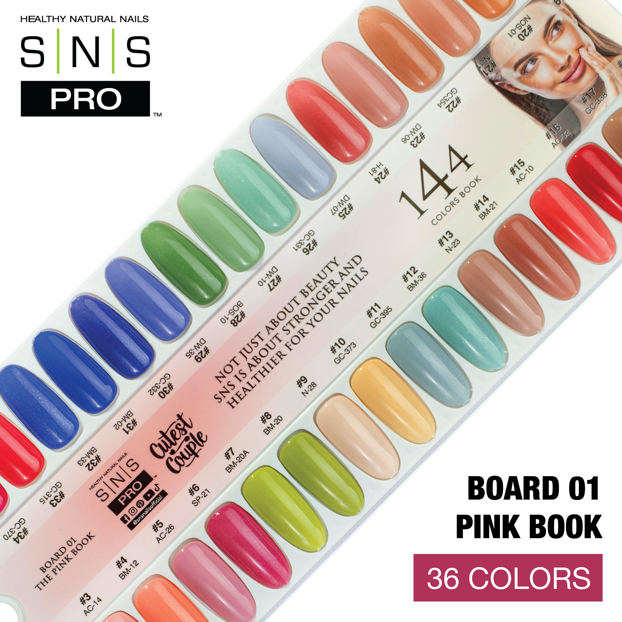 SNS Pro Gel Nail Polish Duo Set 36 Colors - Board 1 Pink Collection (001 - 036)