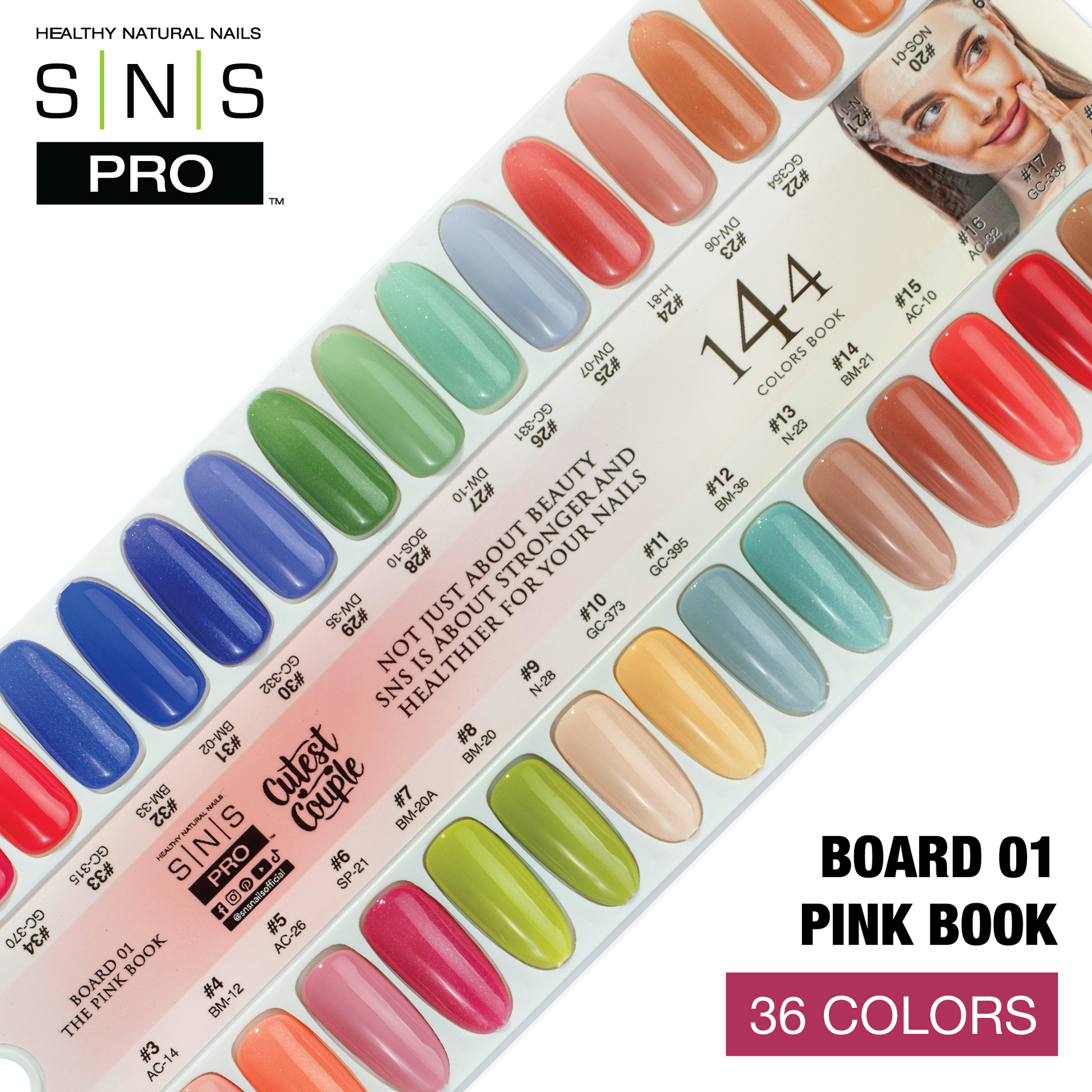 SNS Pro 3 in 1 - Board 1 Pink Collection (001 - 036) - Dip, Gel & Lacquer Matching