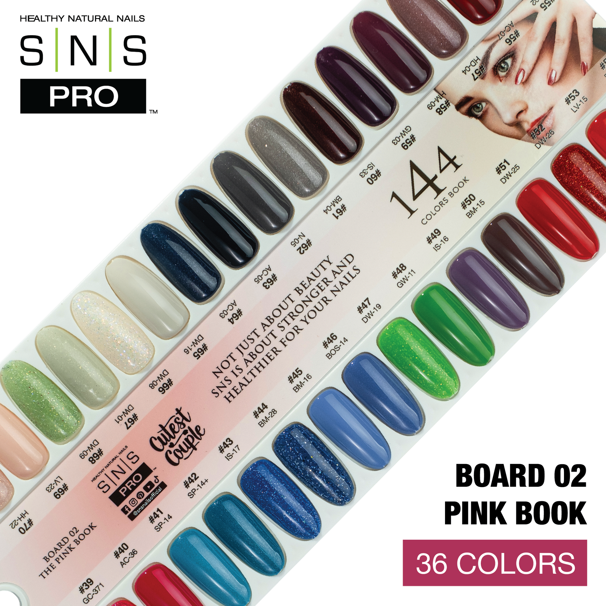 SNS Pro 3 in 1 - Board 2 Pink Collection (037 - 072) - Dip, Gel & Lacquer Matching