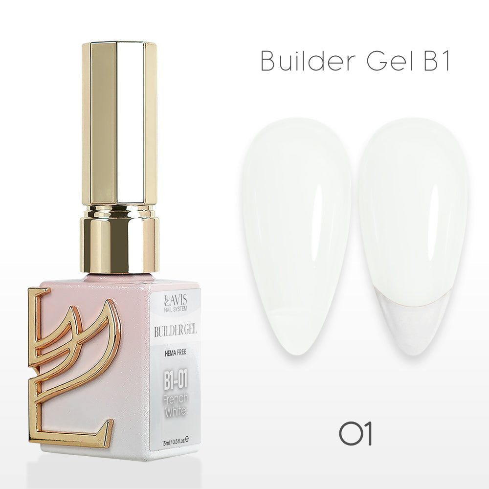 LAVIS Builder Gel In The Bottle - B1-01 French White - Gel Polish 0.5oz