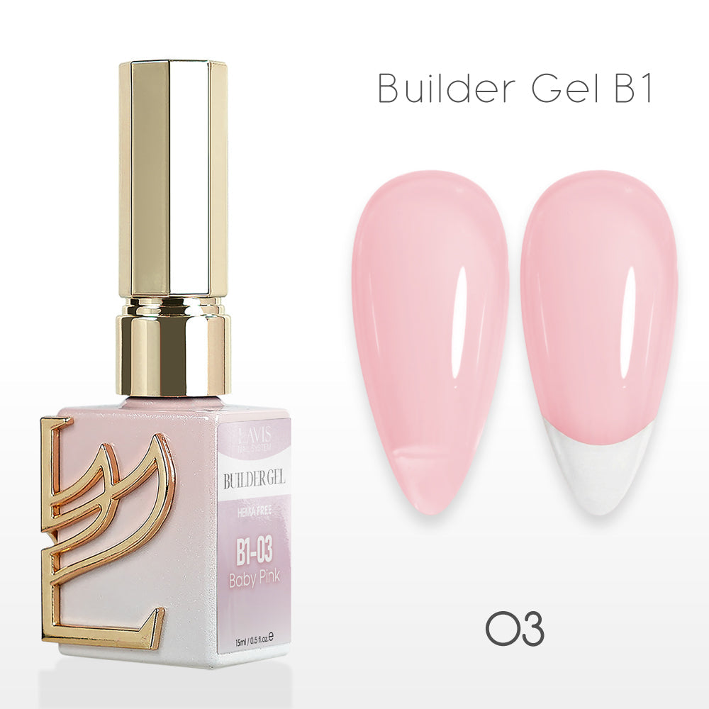 LAVIS Builder Gel In The Bottle - B1-03 Baby Pink - Gel Polish 0.5oz