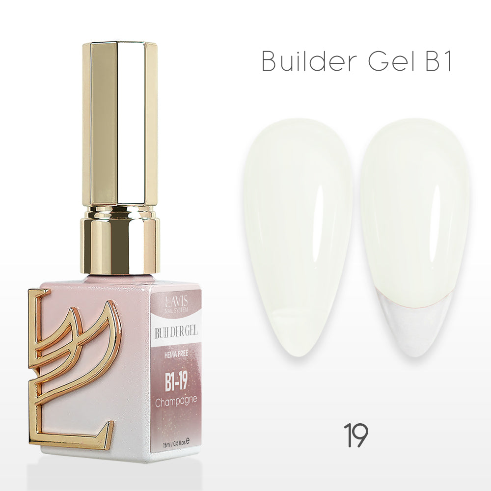 LAVIS Builder Gel In The Bottle - B1-19 Ivory - Gel Polish 0.5oz 