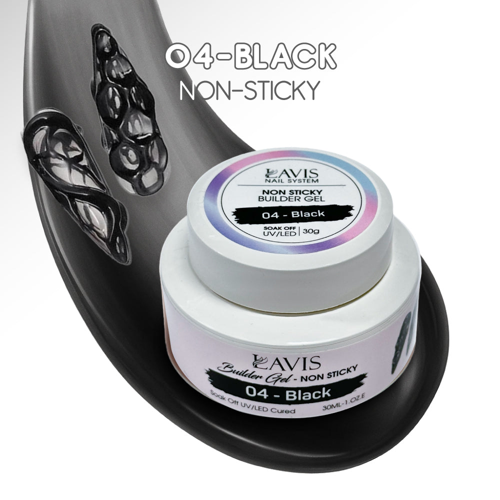 LAVIS Builder Gel Jar Non Sticky - 04 Black 30g