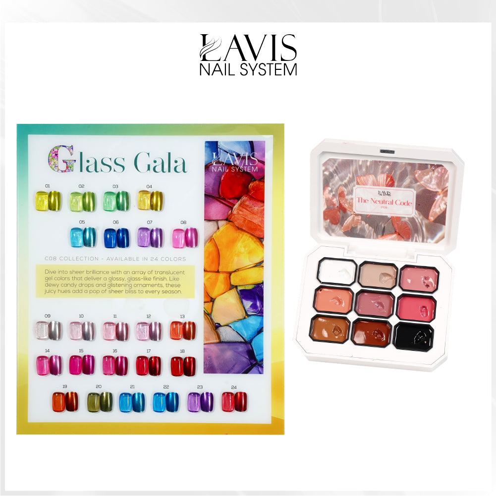 LAVIS C08 Set 24 Colors - Gel Polish 0.5 oz - Glass Gala Collection