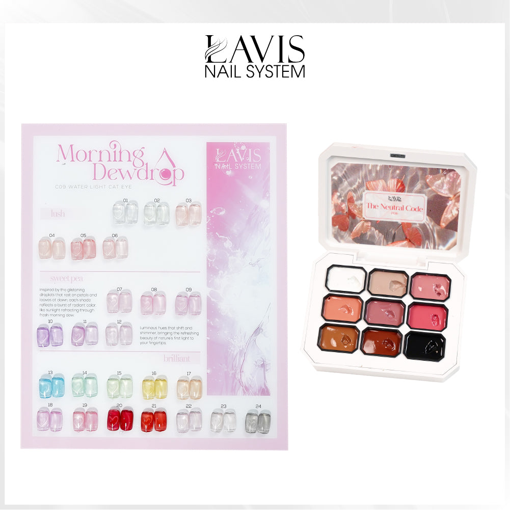 LAVIS Cat Eyes C09 - Set 24 Colors - Gel Polish 0.5 oz - Morning Dewdrop Collection