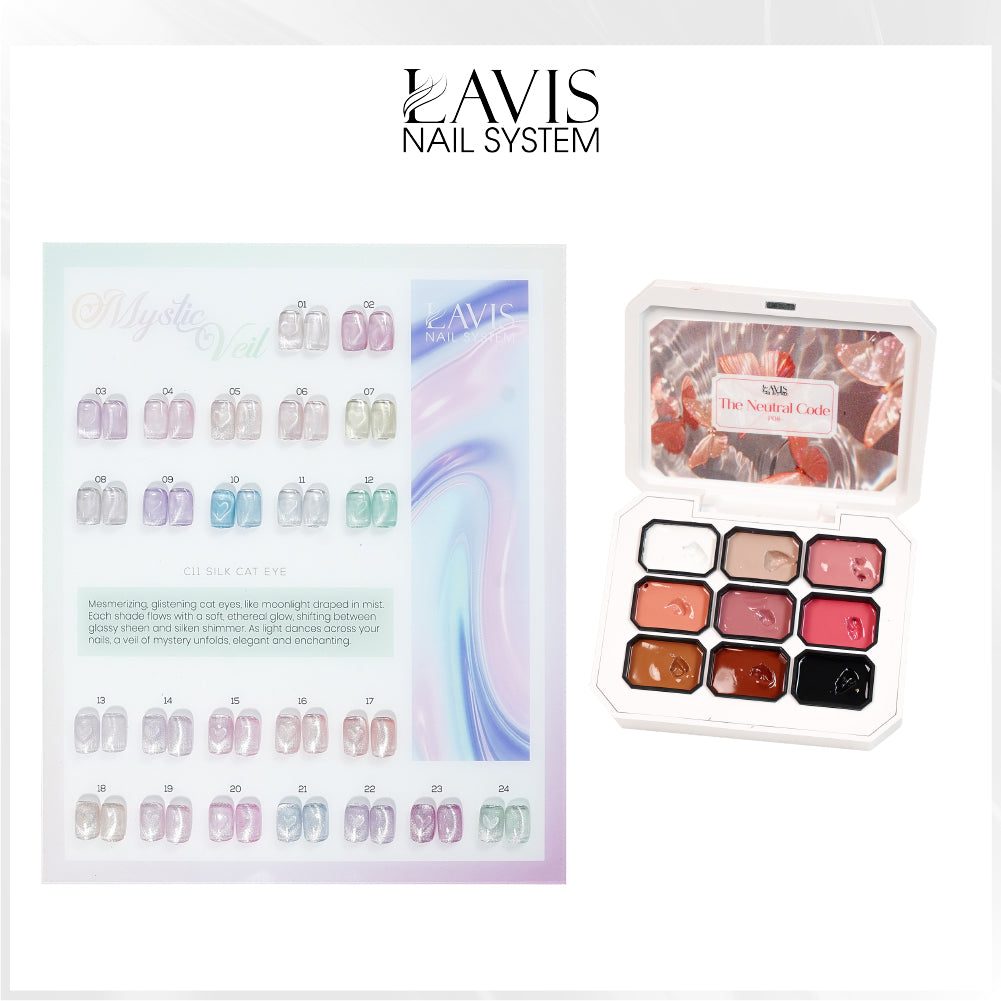 LAVIS Cat Eyes C11 - Set 24 Colors - Gel Polish 0.5 oz - Mystic Veil Collection
