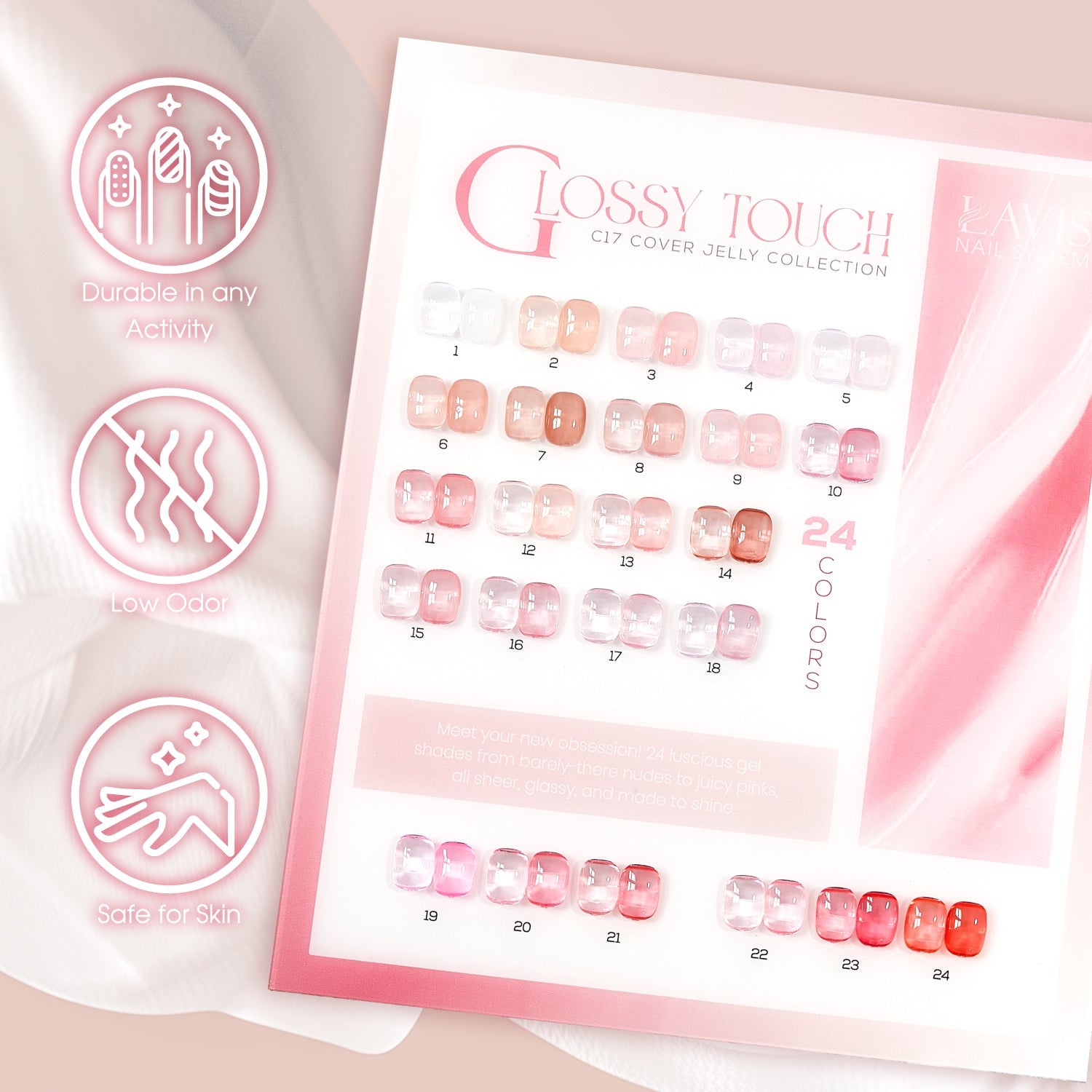 LAVIS C17 - Set 24 - Gel Polish 0.5 oz - Glossy Touch Collection