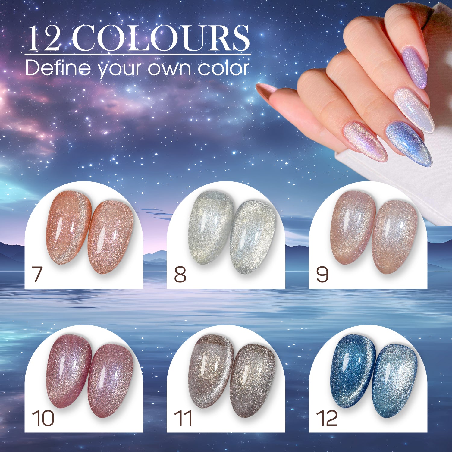 LAVIS Cat Eyes CE11 - Set 12 Colors - Gel Polish 0.5 oz- Enchanted Spell Collection
