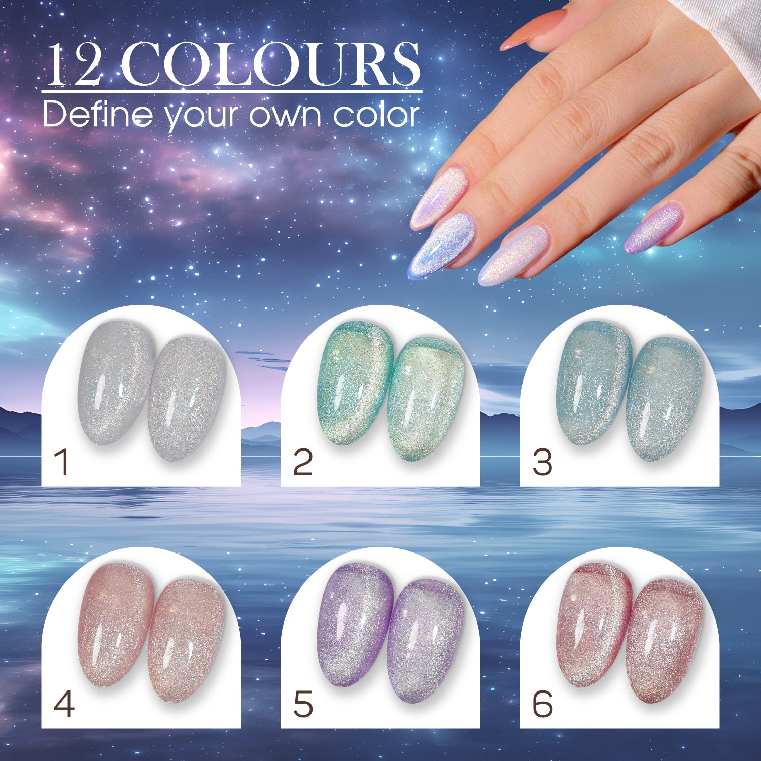 LAVIS Cat Eyes CE11 - Set 12 Colors - Gel Polish 0.5 oz- Enchanted Spell Collection