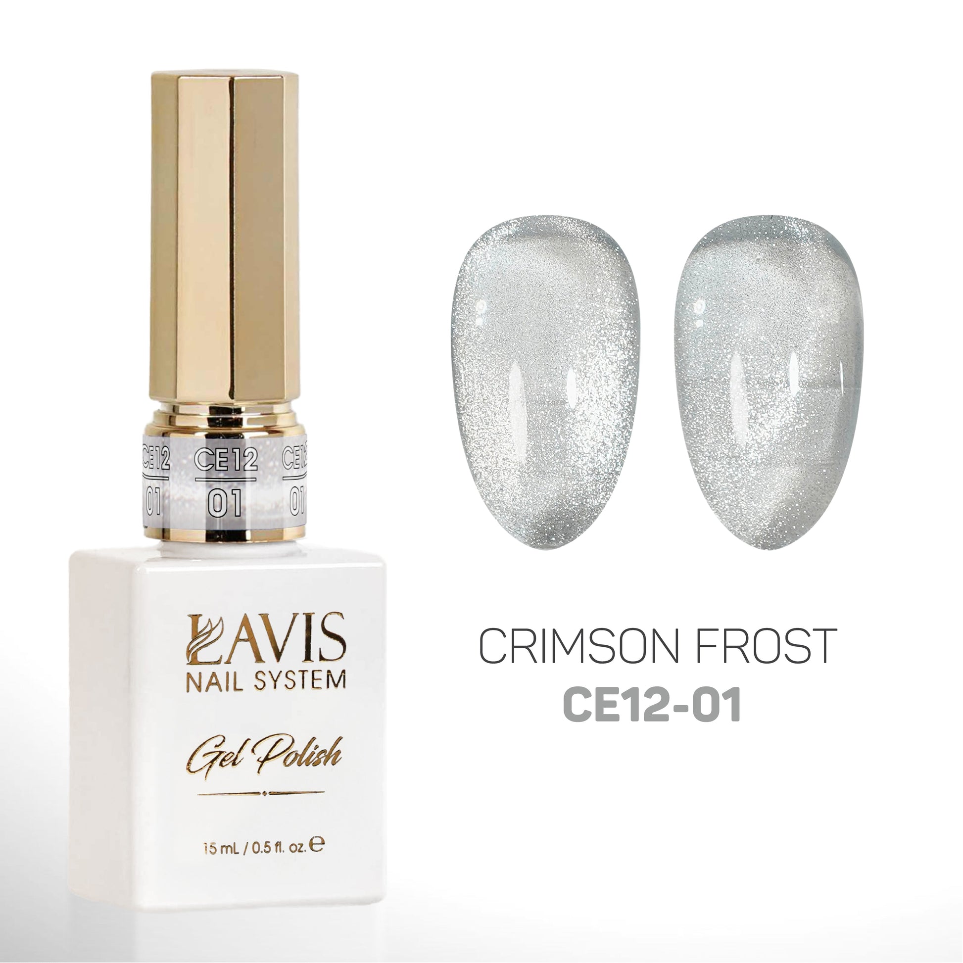 LAVIS Cat Eyes CE12 - 01 - Gel Polish 0.5 oz - Crimson Frost Collection