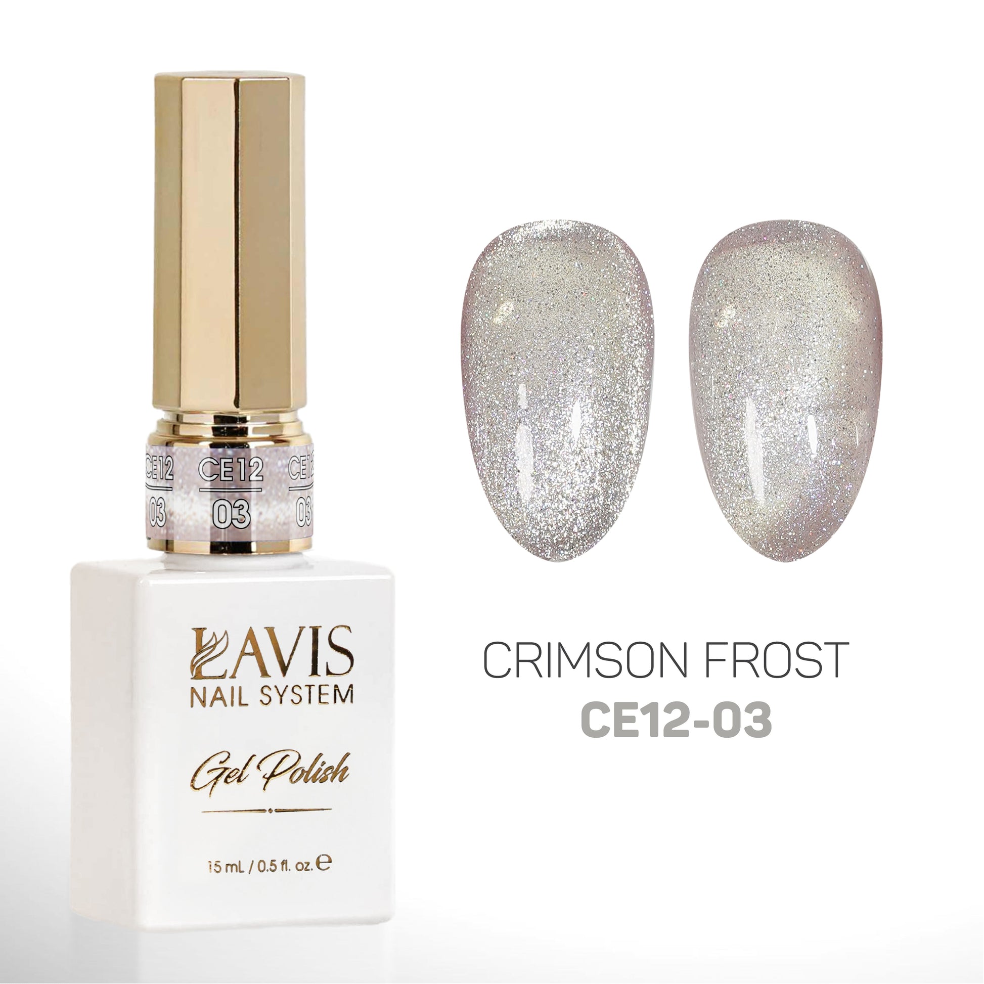 LAVIS Cat Eyes CE12 - 03 - Gel Polish 0.5 oz - Crimson Frost Collection