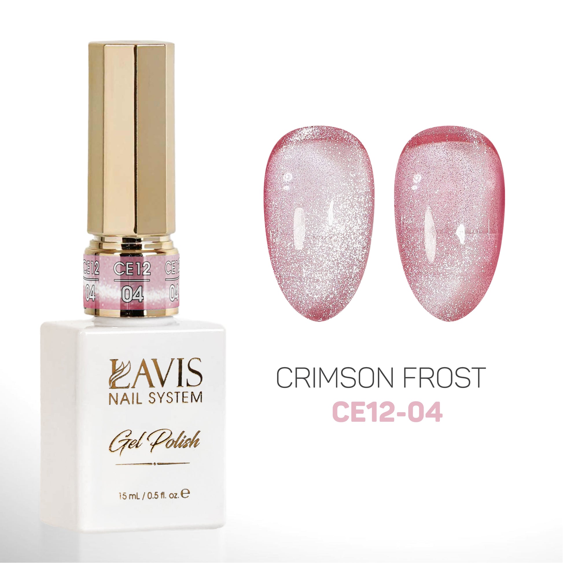 LAVIS Cat Eyes CE12 - 04 - Gel Polish 0.5 oz - Crimson Frost Collection