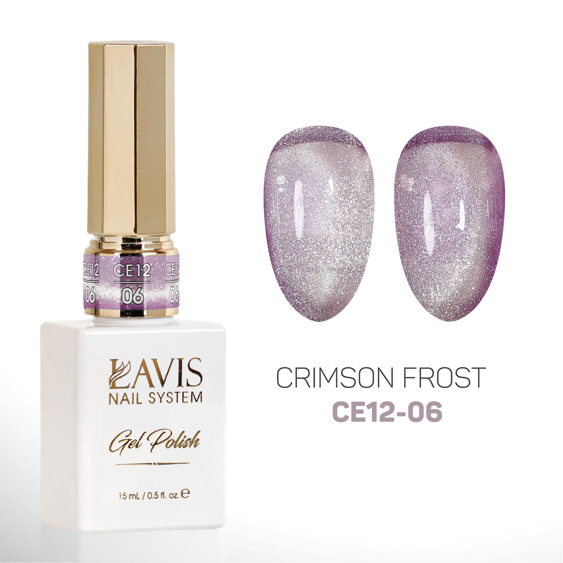 LAVIS Cat Eyes CE12 - 06 - Gel Polish 0.5 oz - Crimson Frost Collection