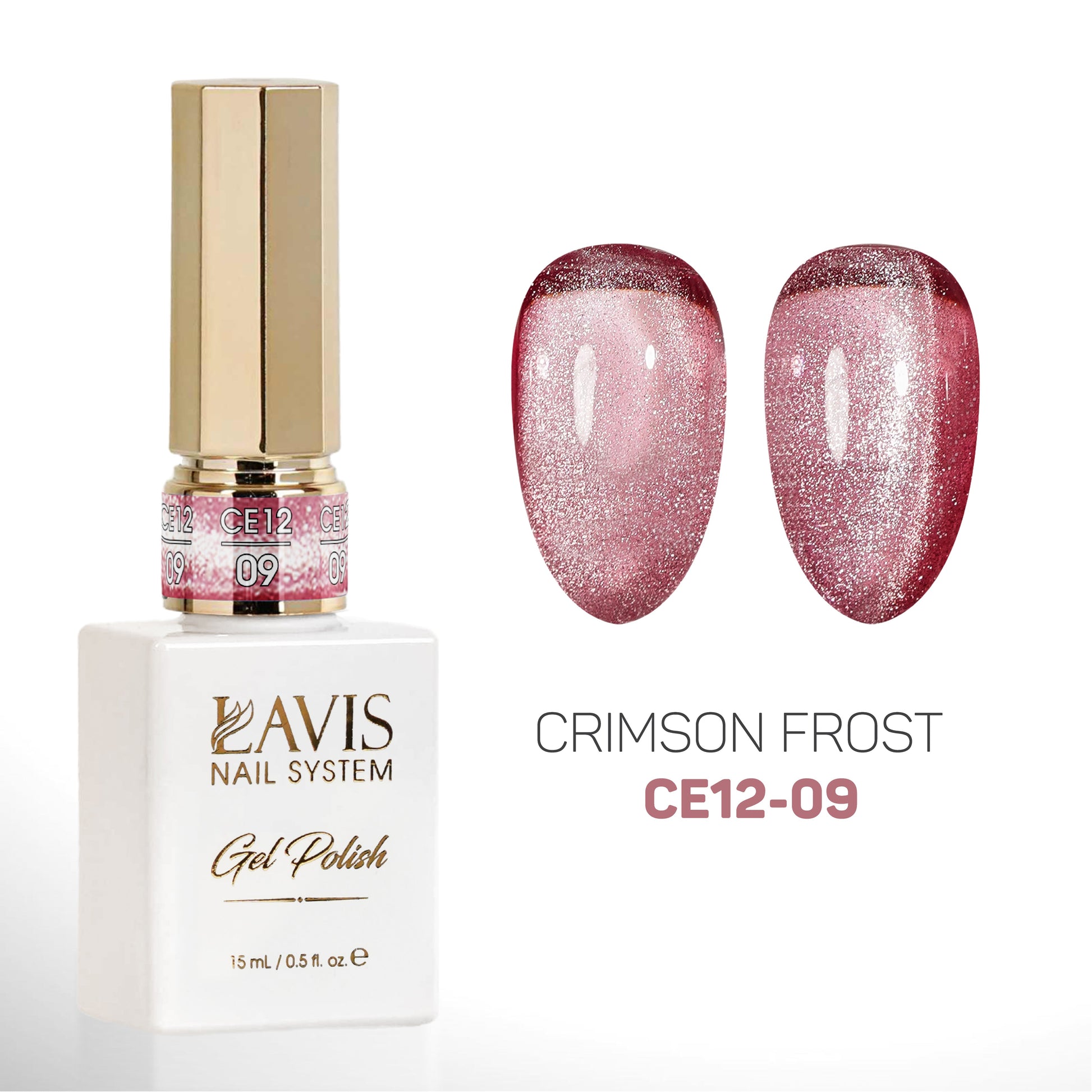 LAVIS Cat Eyes CE12 - 09 - Gel Polish 0.5 oz - Crimson Frost Collection