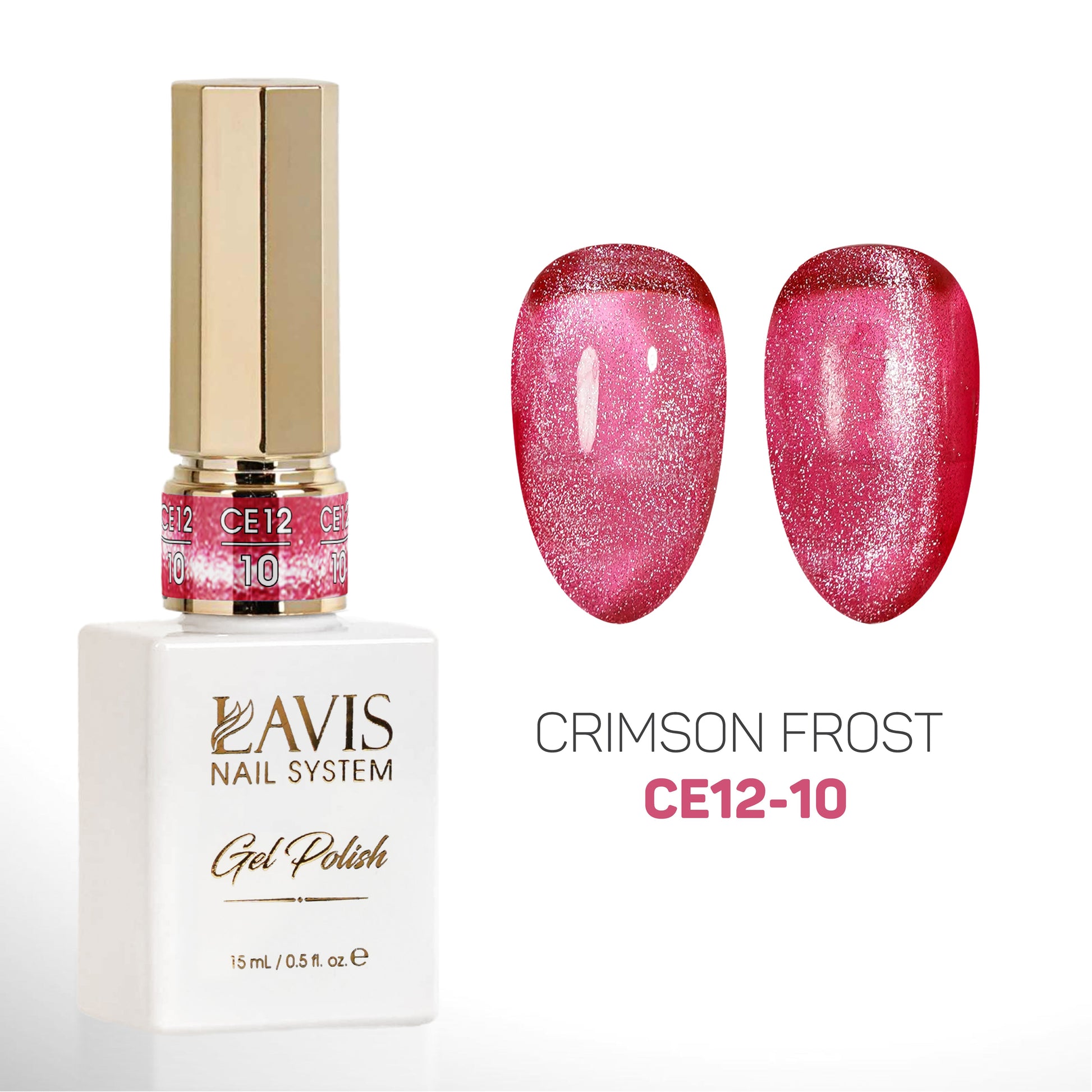 LAVIS Cat Eyes CE12 - 10 - Gel Polish 0.5 oz - Crimson Frost Collection