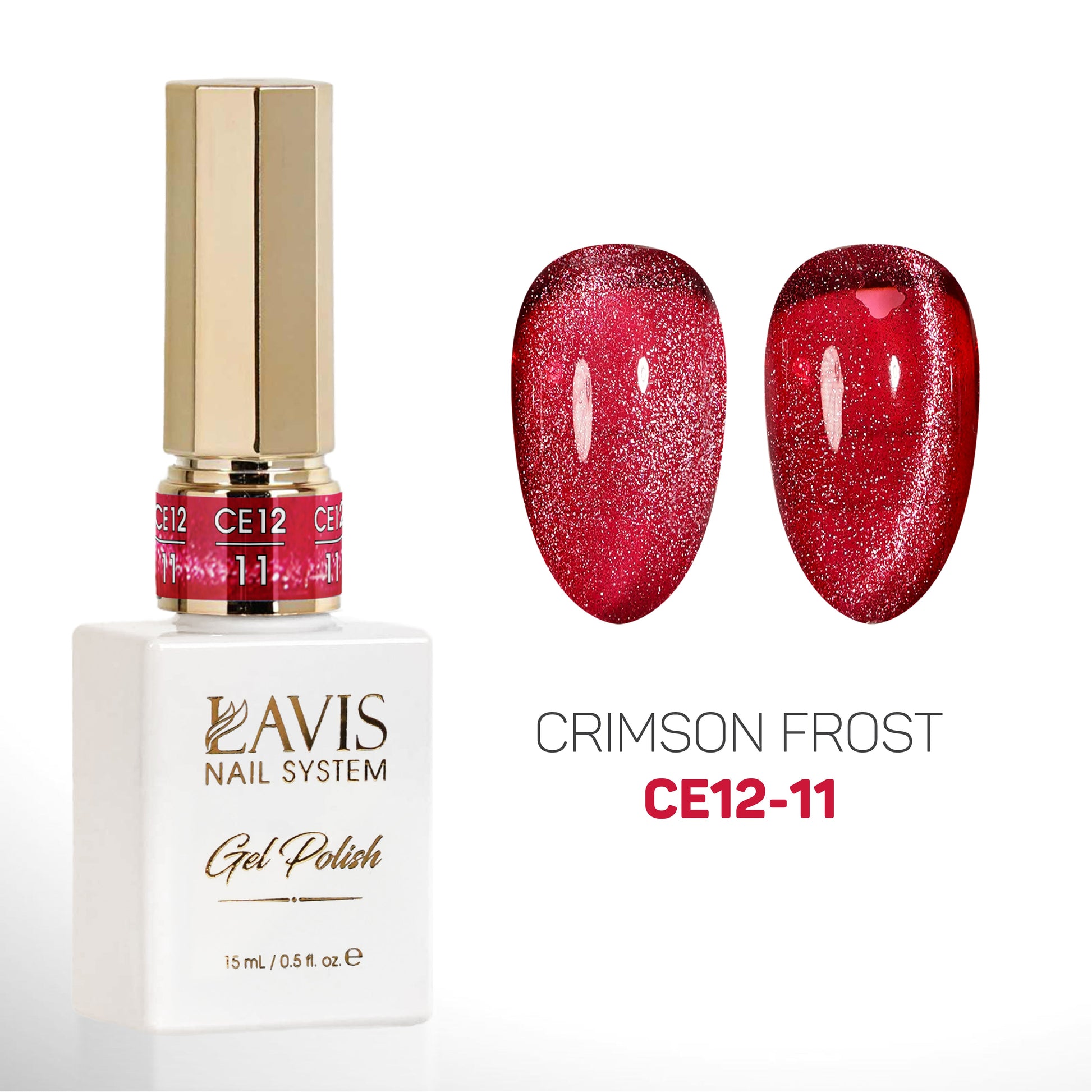 LAVIS Cat Eyes CE12 - 11 - Gel Polish 0.5 oz - Crimson Frost Collection
