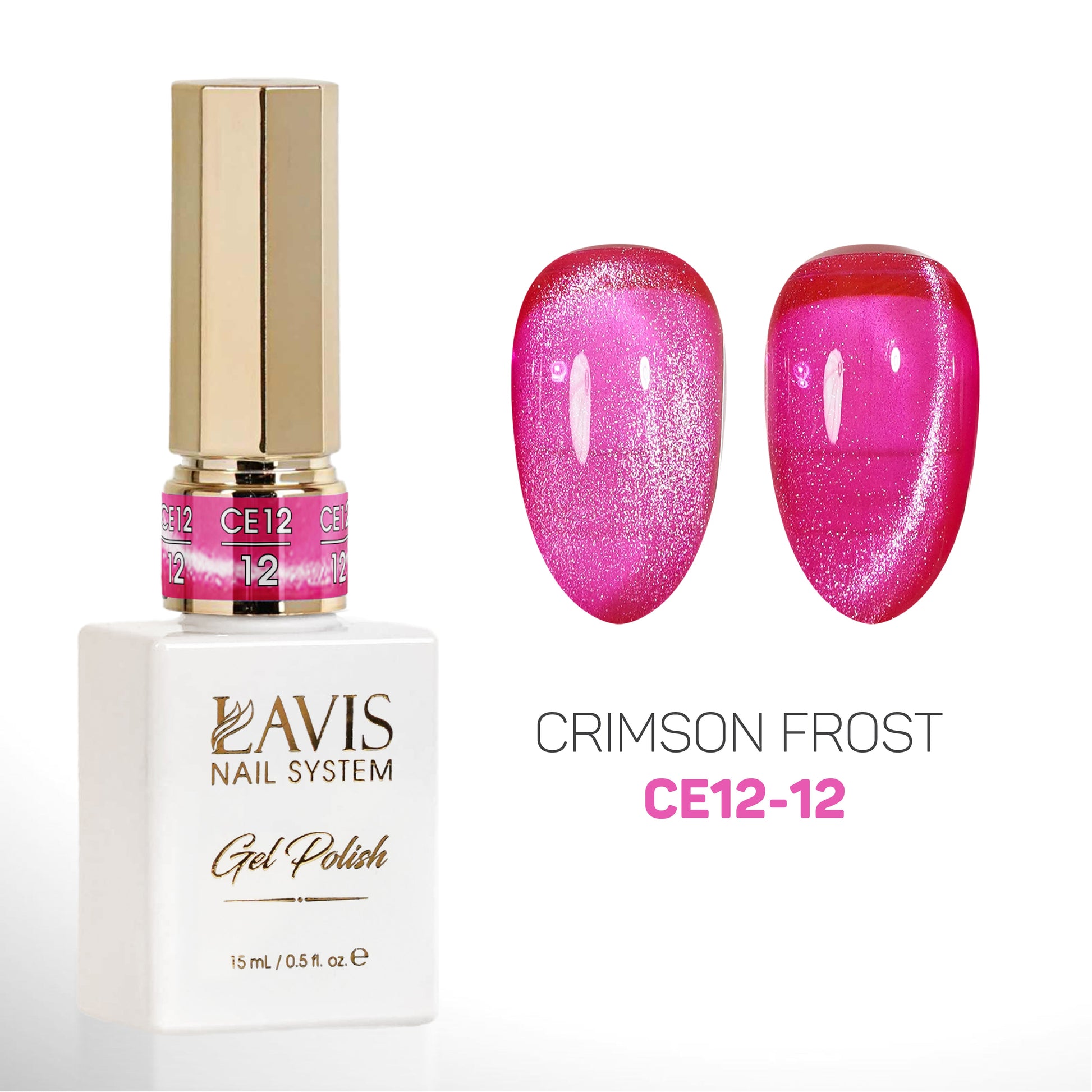 LAVIS Cat Eyes CE12 - 12 - Gel Polish 0.5 oz - Crimson Frost Collection