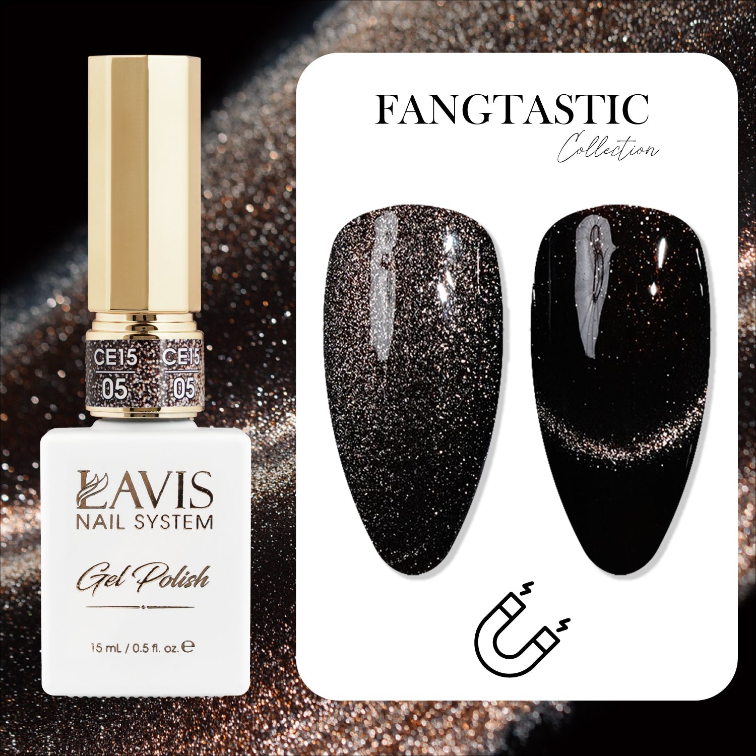 LAVIS Cat Eyes CE15 - Set 12 Colors - Gel Polish 0.5 oz - Fangtastic Collection