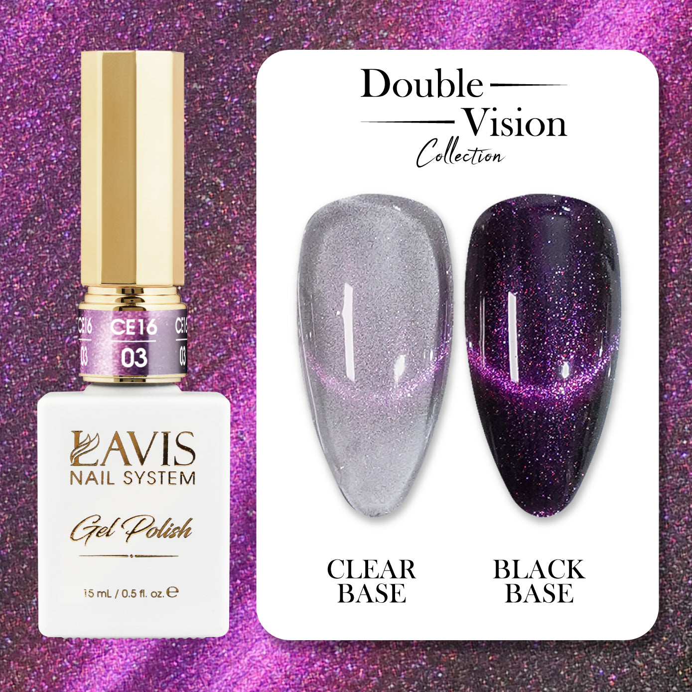 LAVIS Cat Eyes CE16 - 03 - Gel Polish 0.5 oz - Double Vision Collection