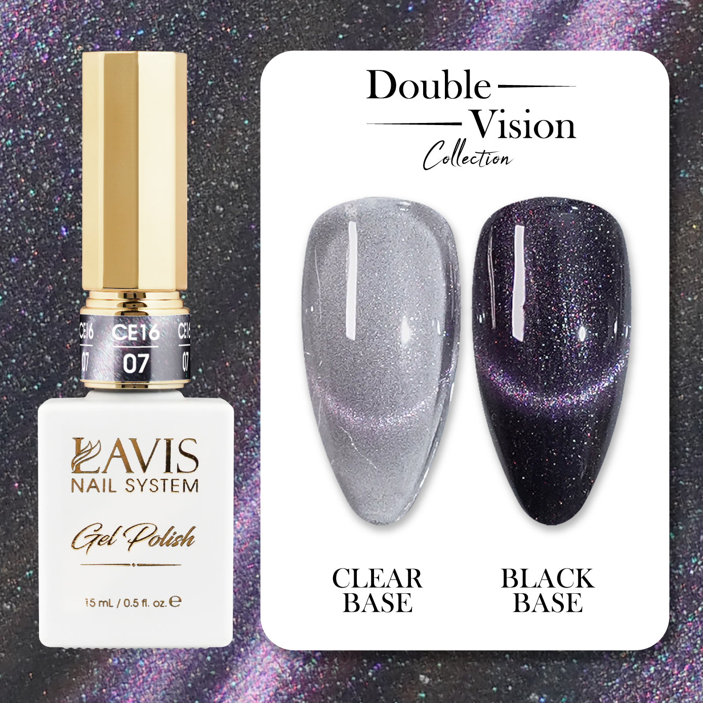 LAVIS Cat Eyes CE16 - 07 - Gel Polish 0.5 oz - Double Vision Collection