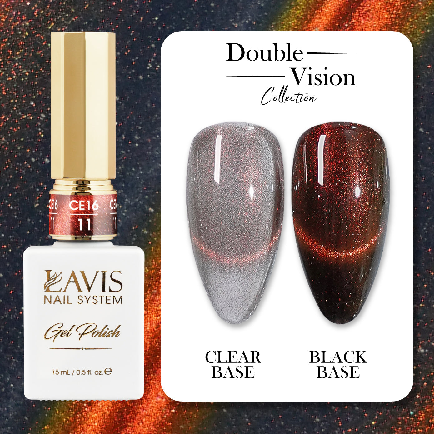 LAVIS Cat Eyes CE16 - 11 - Gel Polish 0.5 oz - Double Vision Collection