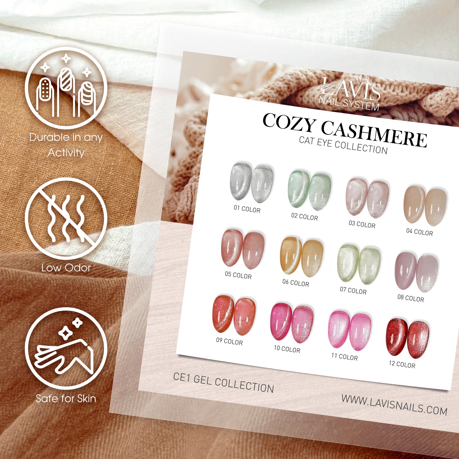 LAVIS Cat Eyes CE1 - Gel Polish 0.5 oz - Cozy Cashmere Collection