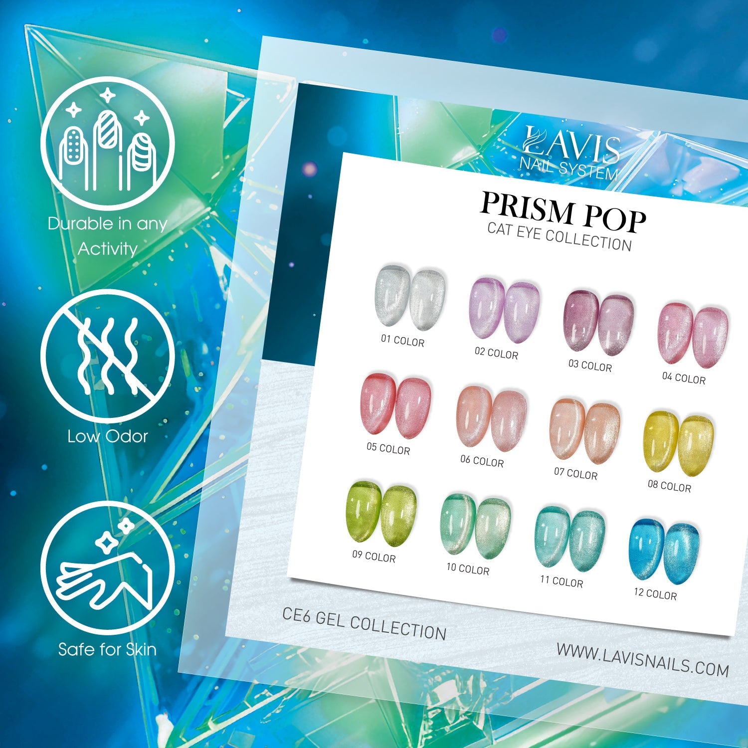 LAVIS Cat Eyes CE6 - 12 (Ver2)- Gel Polish 0.5 oz - Prism Pop Collection