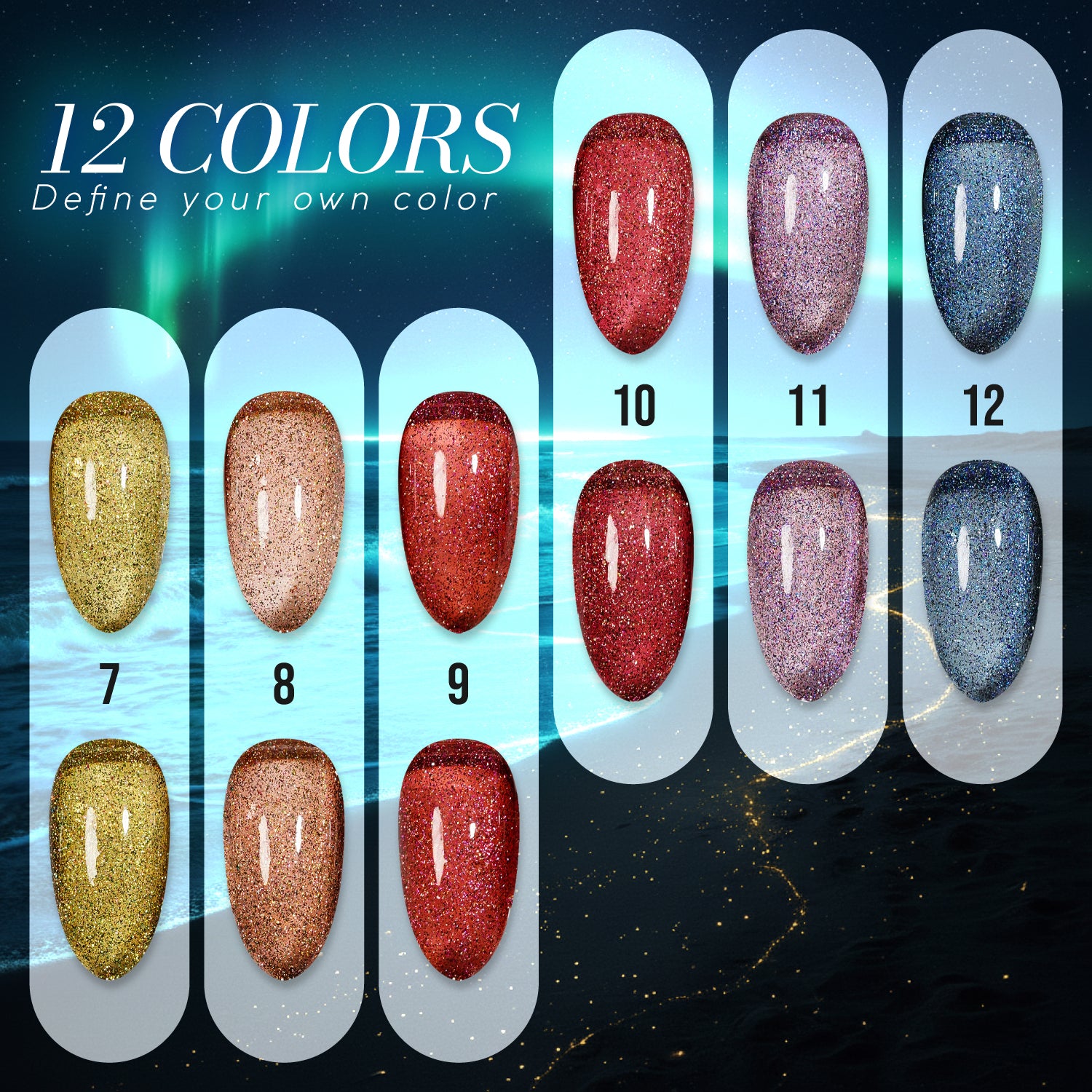 LAVIS Cat Eyes CE8 - Set 12 - Gel Polish 0.5 oz - Lavis Hidden Treasures Collection