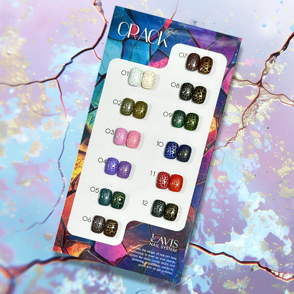 LAVIS Crack Gel Base Set 12 Colors - 0.5 oz