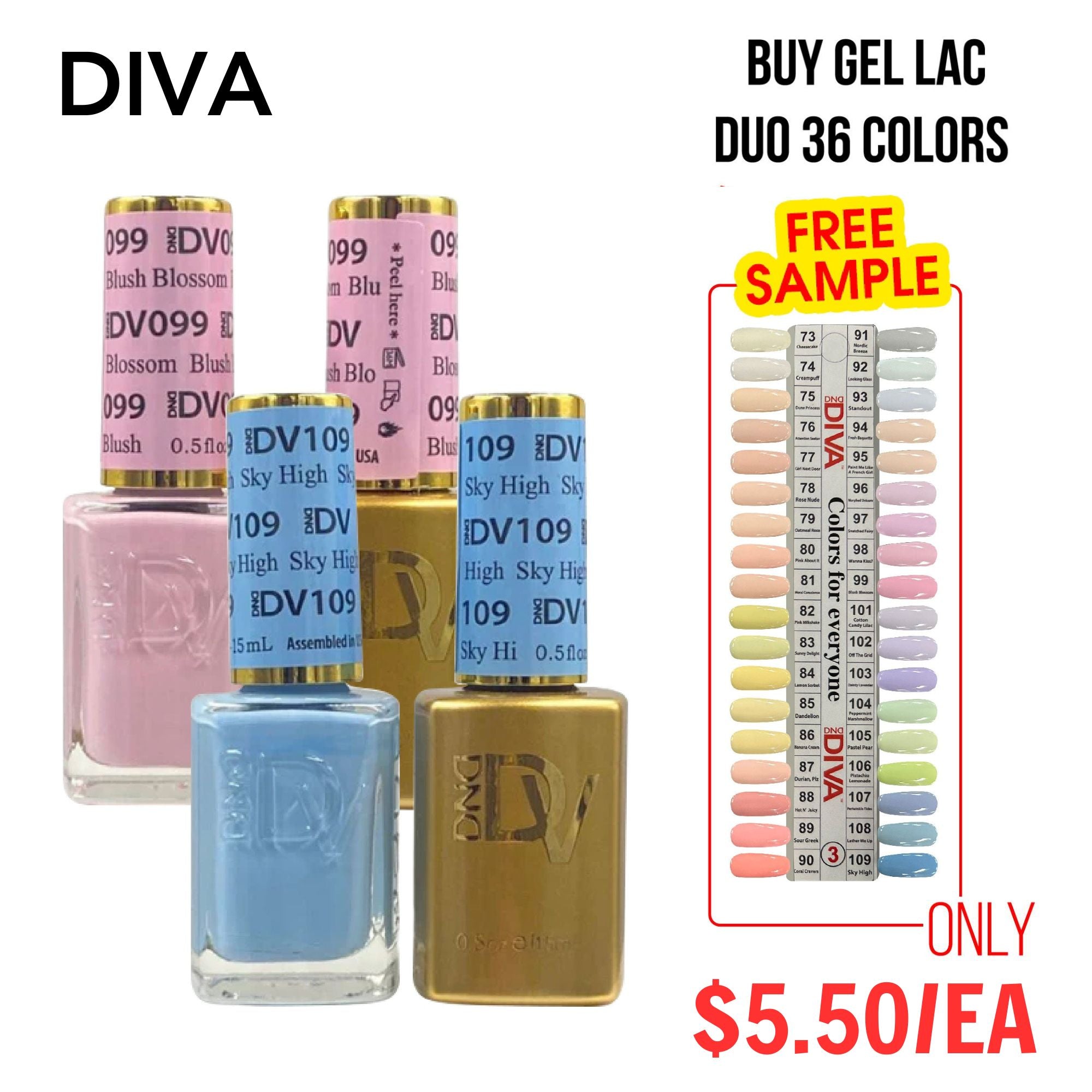 DND DV Part 3 - Set 36 Colors DND Diva Gel Polish & Matching Nail Lacquer Duo Set