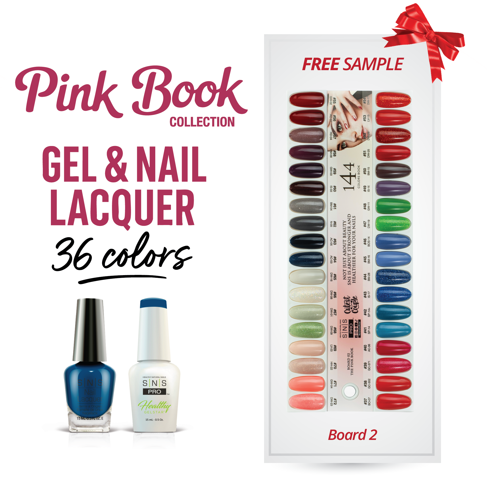 SNS Pro Gel Nail Polish Duo Set 36 Colors - Board 2 Pink Collection (037 - 072)