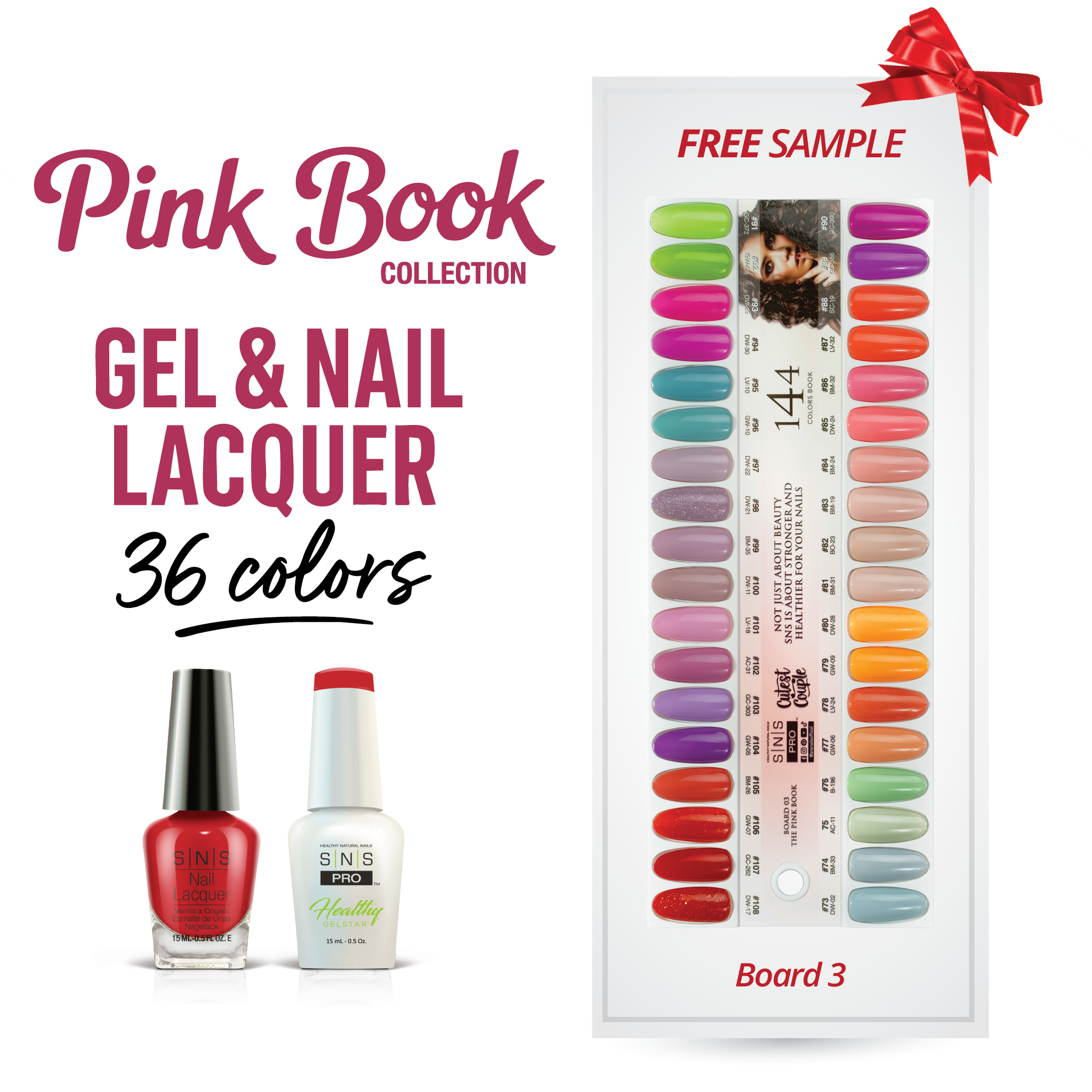 SNS Pro Gel Nail Polish Duo Set 36 Colors - Board 3 Pink Collection (073 - 108)