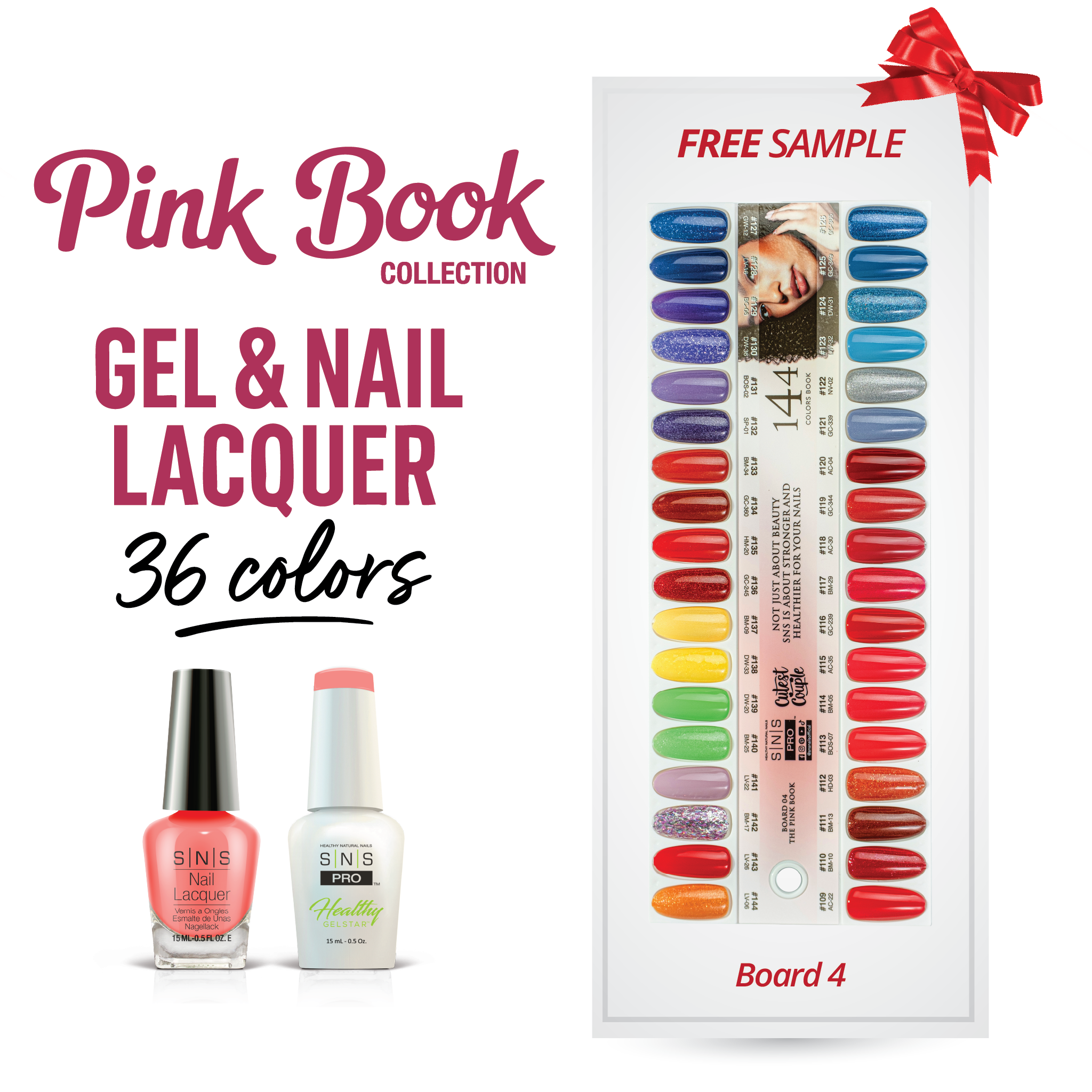 SNS Pro Gel Nail Polish Duo Set 36 Colors - Board 4 Pink Collection (109 - 144)