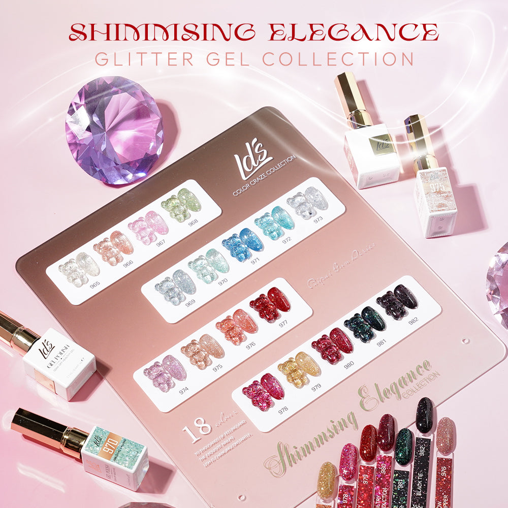 LDS Color Craze Gel Nail Polish - Set 18 Glitter Colors - Blinky Bling Collection