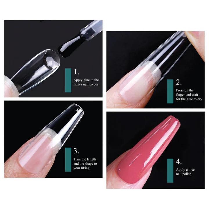 LAVIS Square Long - 15 Sizes Clear - High Apex Soft Gel Tips