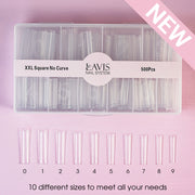  LAVIS - XXL SQUARE NO CURVE - Clear - 500 Pcs by LAVIS NAILS TOOL sold by DTK Nail Supply
