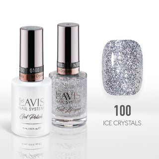 Lavis Gel Nail Polish Duo - 100 Silver, Glitter Colors - Ice Crystals