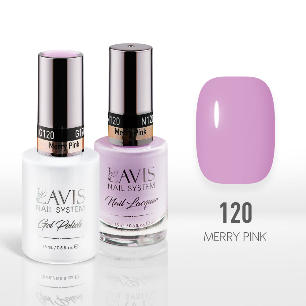 Lavis Gel Nail Polish Duo - 120 Pink Colors - Merry Pink