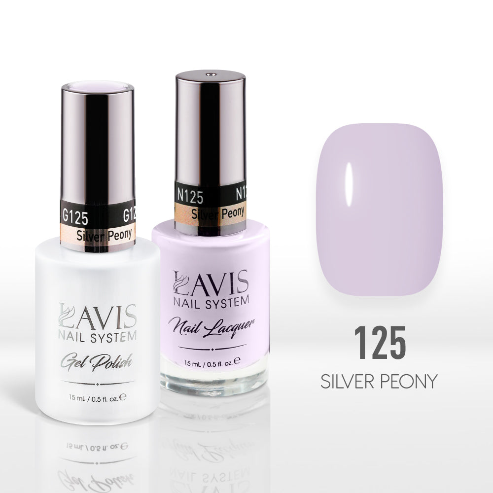 Lavis Gel Nail Polish Duo - 125 Violet Colors - Silver Peony