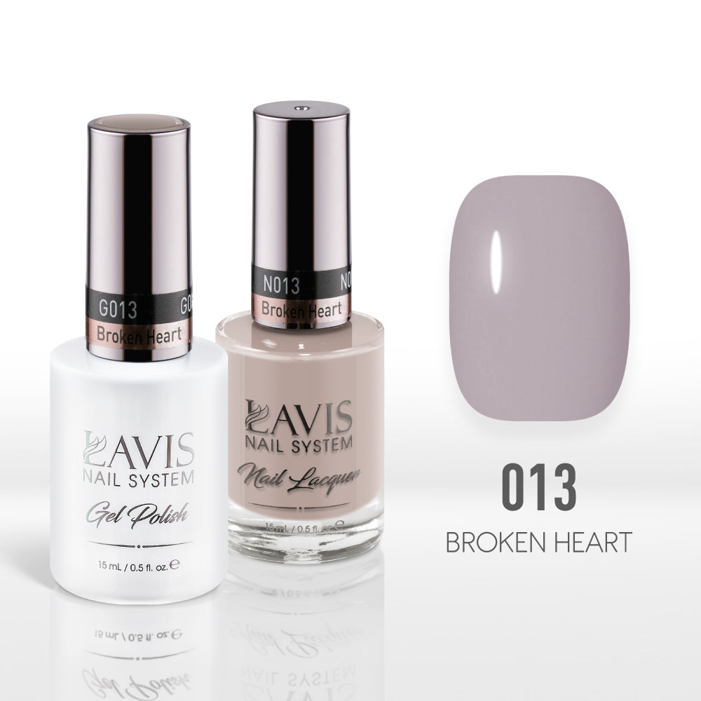 Lavis Gel Nail Polish Duo - 013 Beige, Brown Colors - Broken Heart