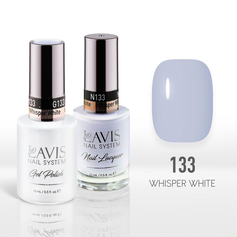 Lavis Gel Nail Polish Duo - 133 Blue Colors - Whisper White