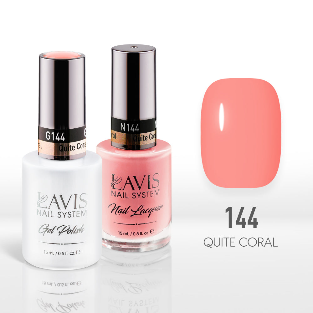 Lavis Gel Nail Polish Duo - 144 Coral Colors - Quite Coral