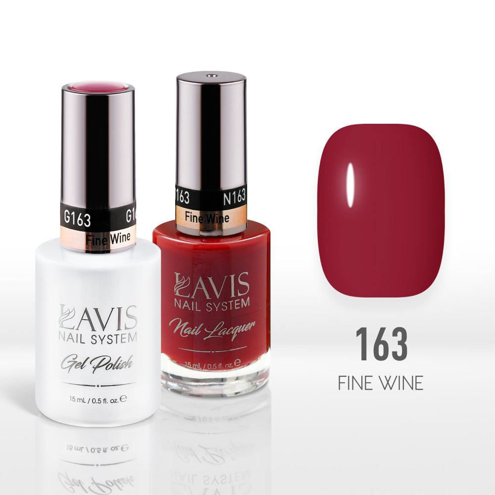 Lavis Gel Nail Polish Duo - 163 Crimson Colors - Fine Wine