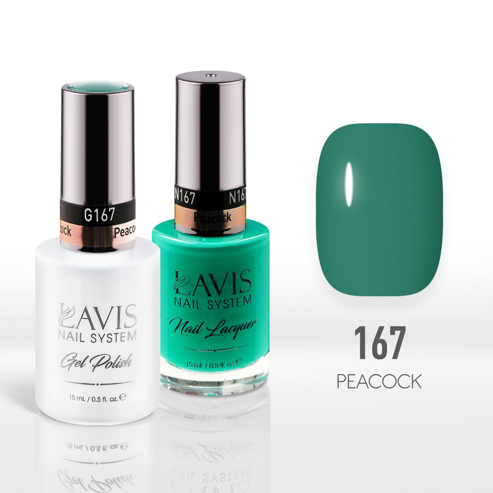 Lavis Gel Nail Polish Duo - 167 Green Colors - Peacock