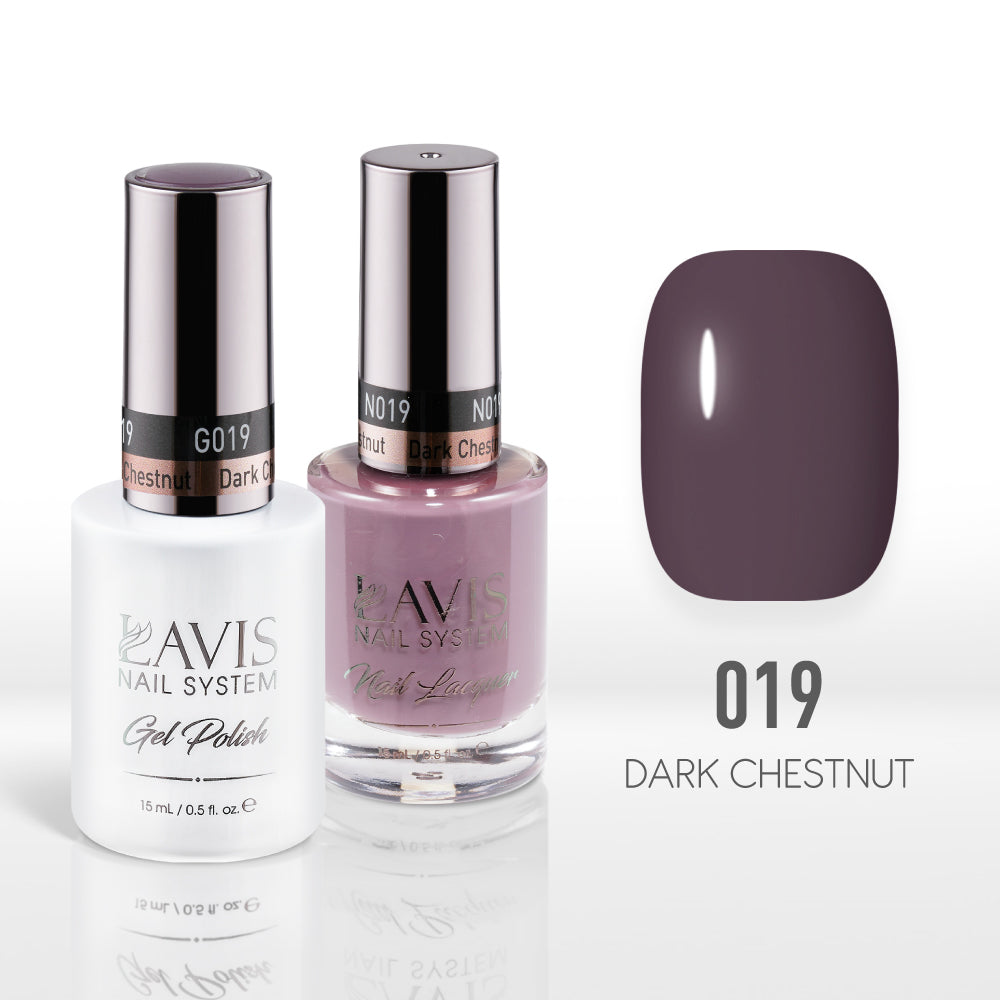 Lavis Gel Nail Polish Duo - 019 Purple Colors - Dark Chestnut