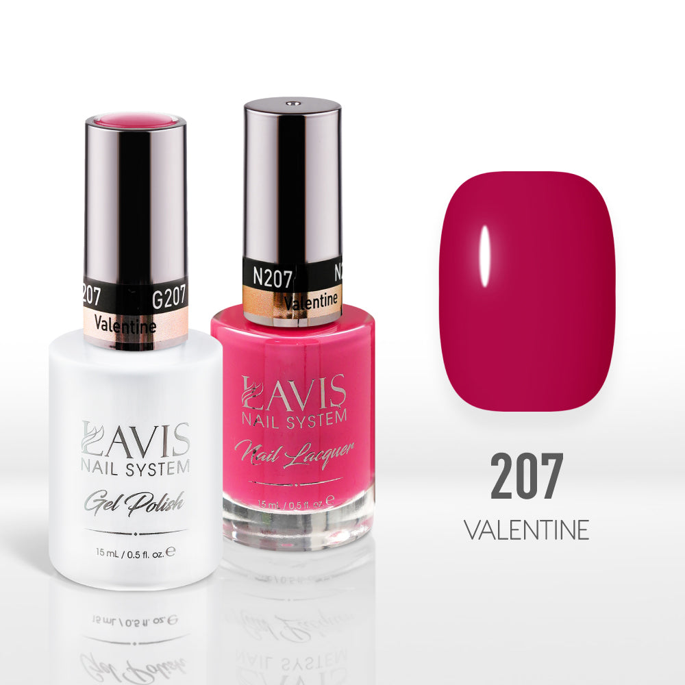 Lavis Gel Nail Polish Duo - 207 Vintage, Rose Colors - Valentine