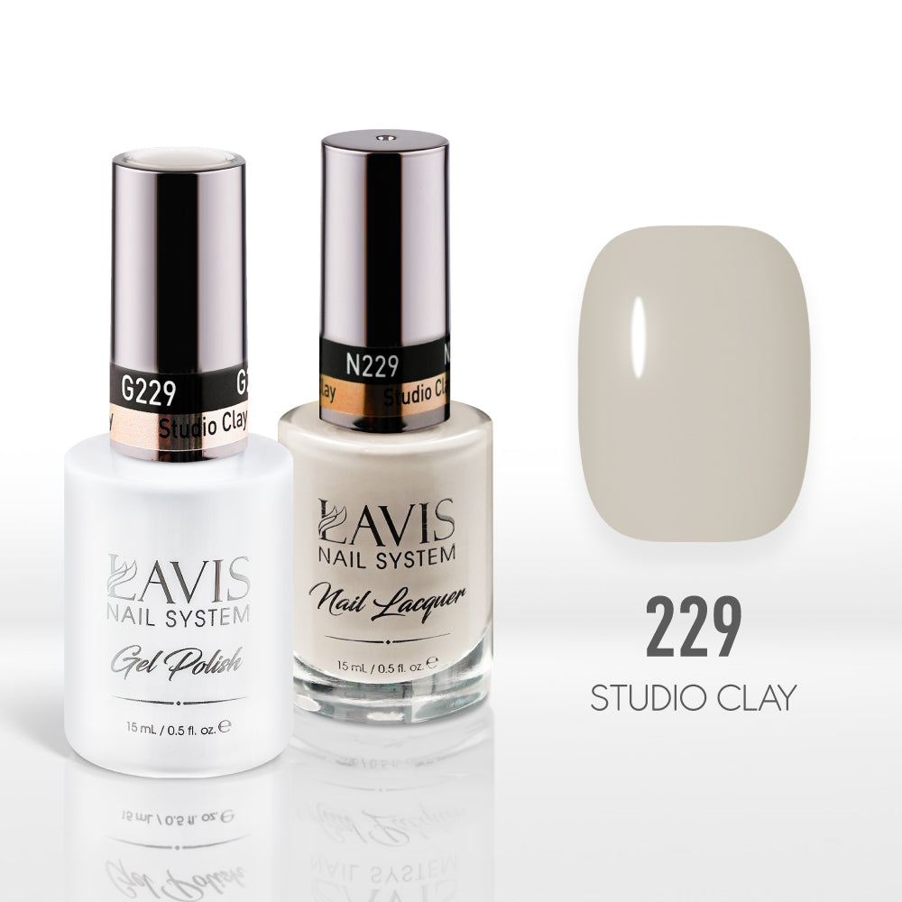 Lavis Gel Nail Polish Duo - 229 Beige Colors - Studio Clay