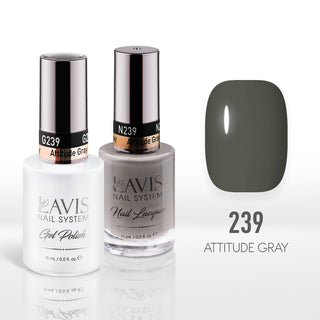 Lavis Gel Nail Polish Duo - 239 Gray Colors - Attitude Gray