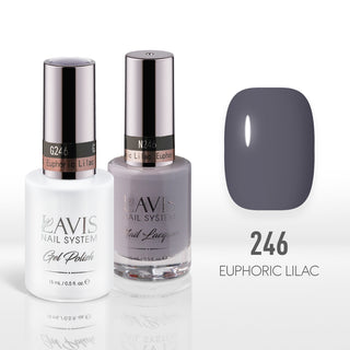 Lavis Gel Nail Polish Duo - 246 Gray Colors - Euphoric Lilac